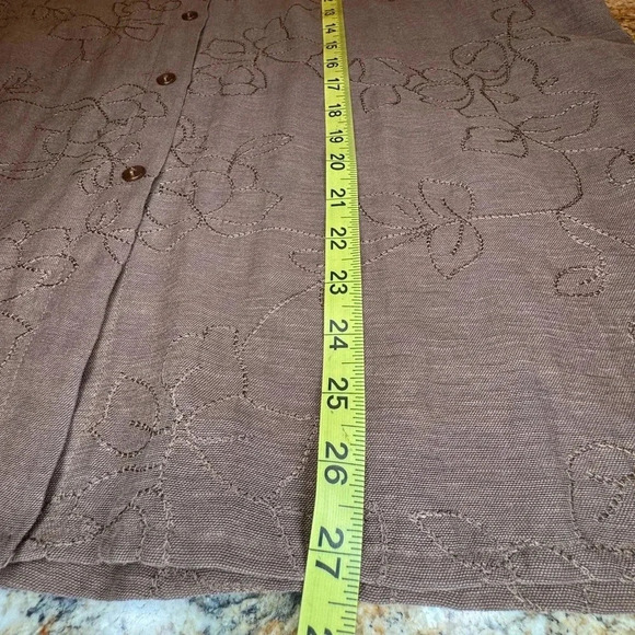 Alfred Dunner Brown Embroidered 3/4 Sleeve Button Front Shirt Women’s Size 14 - Picture 7 of 8